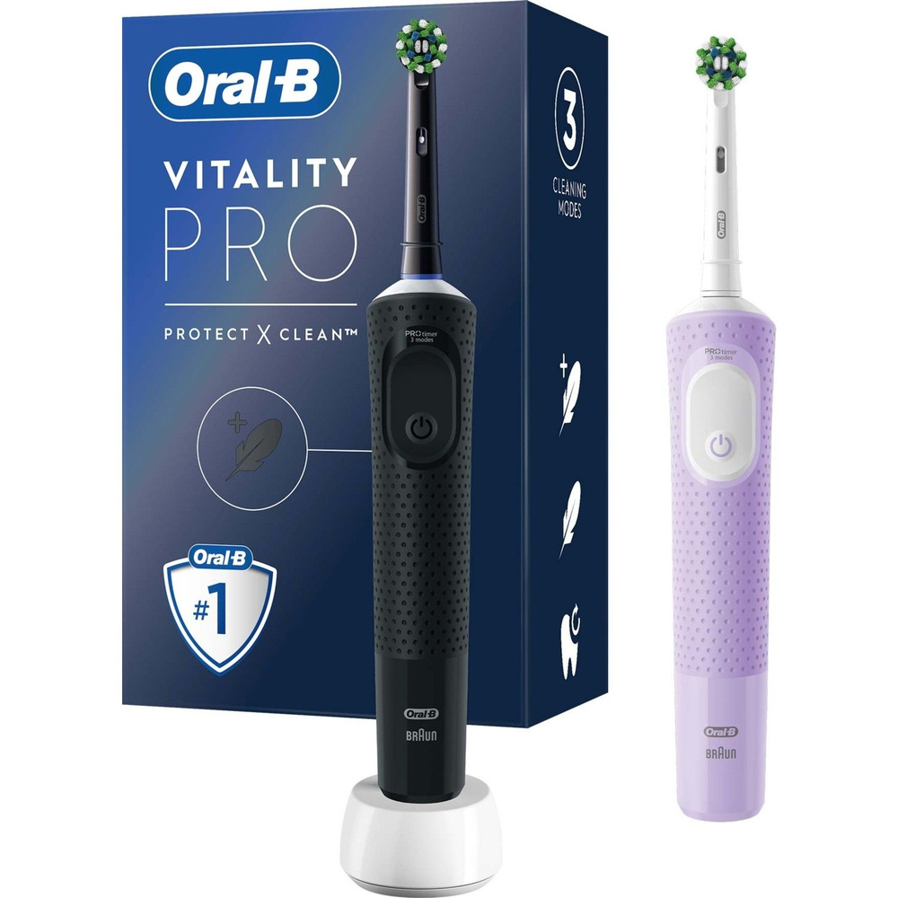 Oral-B Электрическая зубная щетка D103, черный, пурпурный #1