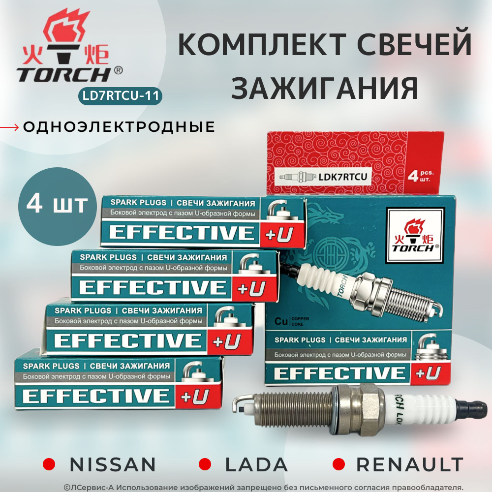 Комплект свечей зажигания ЛСервис-А LD7RTCU-11-LSA - купить по выгодным  ценам в интернет-магазине OZON (540320048)