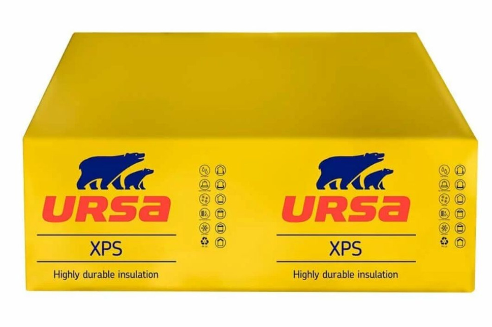 Экструзионный пенополистирол, утеплитель УРСА (XPS) URSA Стандарт N-III-L 1180х600х100 мм (4 плиты в #1