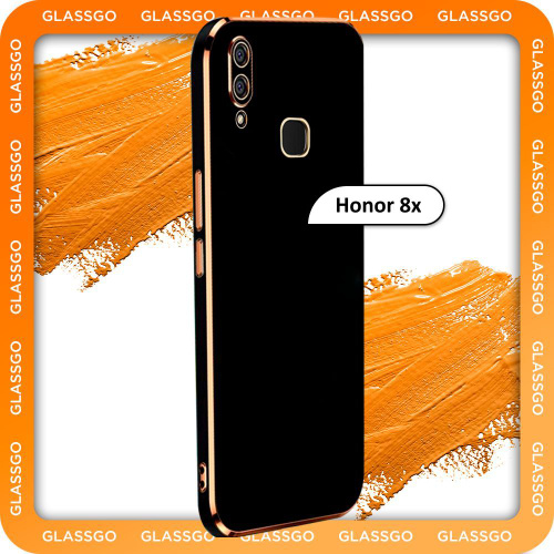 Чехол противоударный с глянцевой однотонной поверхностью и золотой ...