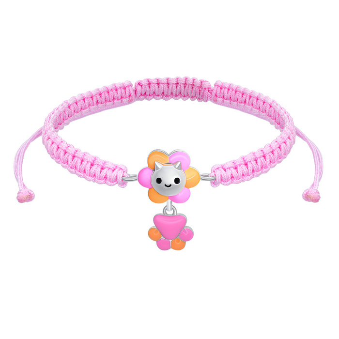 браслет детский плетеный для девочки на руку bun цветолев из серебра ...