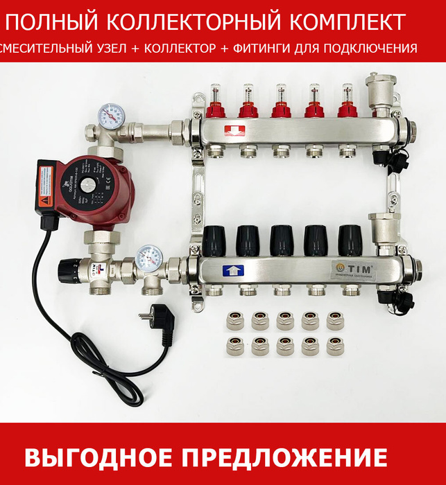 Коллектор comisa для теплого пола в сборе с расходомерами