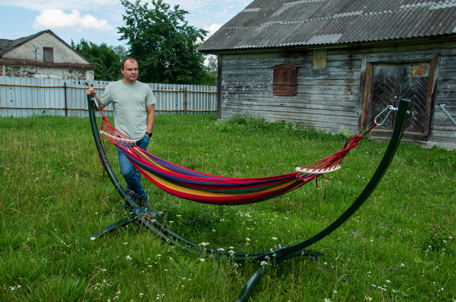 Гамак hammock из армированного каната со стойками для детской площадки