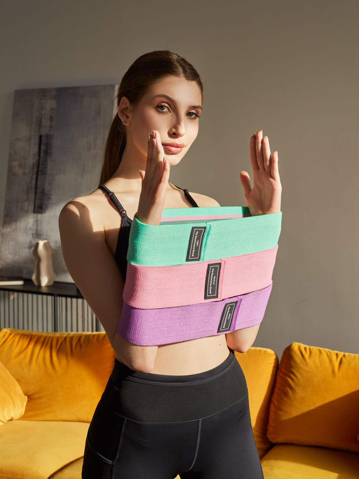 Комплект усиленные 3 шт PREMIUM качества: резинки для фитнеса тканевые ...