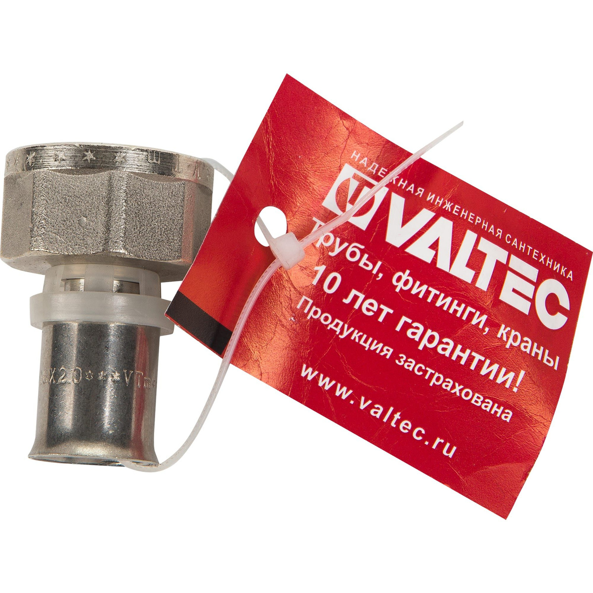 Пресс-муфта Valtec внутренняя резьба 3/4"x16 мм никелированная латунь ...