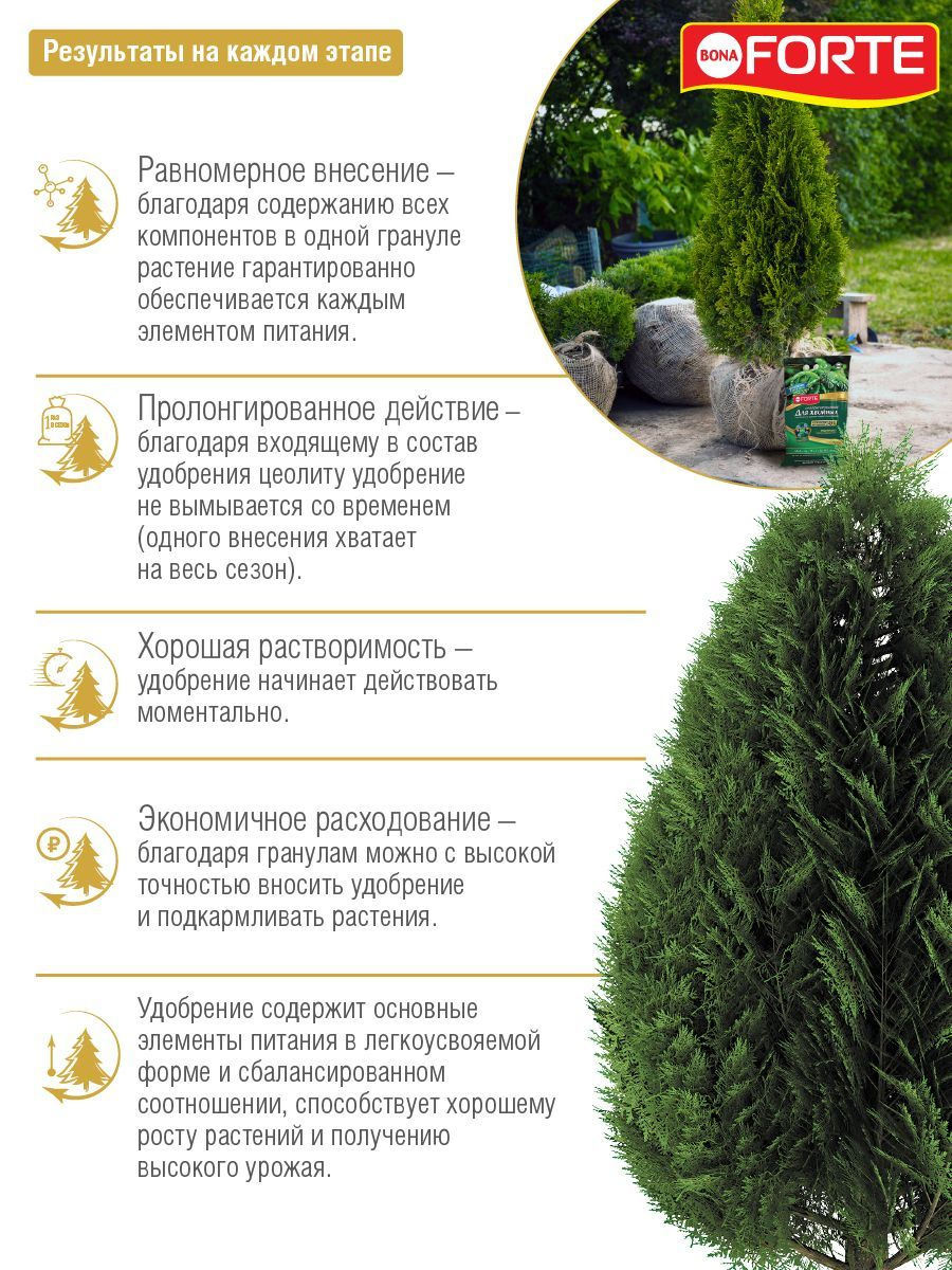 Удобрение ДЛЯ ХВОЙНЫХ растений с биодоступным кремнием Bona Forte Бона ...