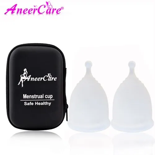 Набор менструальных чаш AneerCare из 2 шт, размеры S+L . Белые. Хвостик шар. Силиконовая капа для месячных. Менструальная чаша, комплект 2 шт, 2 шт, 2 шт, фото 4