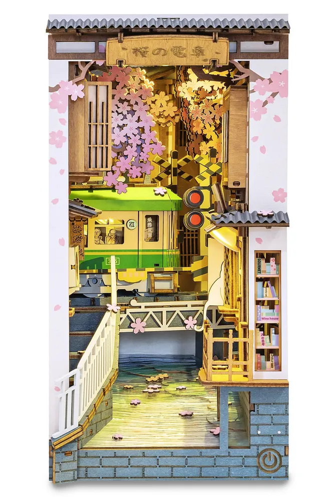 Деревянный конструктор - книжный уголок Цветущая Сакура Robotime Rolife Sakura Densya, вариант, фото 2
