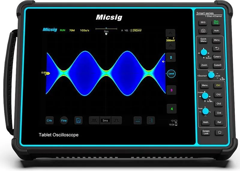 Осциллограф Micsig STO1004 с сумкой в комплекте (100МГц, 4 канала, тачскрин, Android, аккумулятор, Wi-Fi, HDMI, декодирование), вариант, фото 3