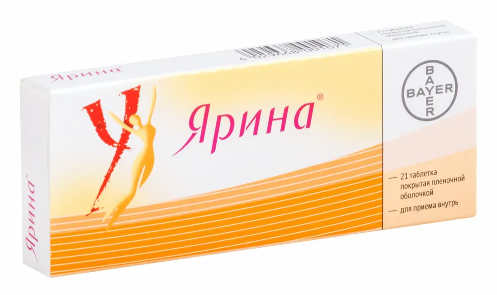 Ярина таблетки п/о плен. 3мг+0,03мг 21шт, 21 шт