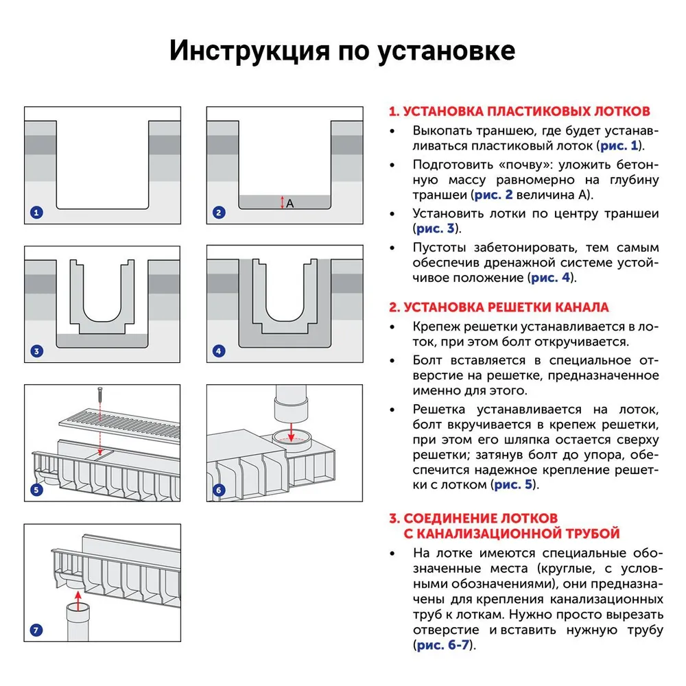 Лоток водоотводный с решеткой пластиковый Альта Профиль 1000x133x60мм (комплект 2 шт), 1000x133x60 мм, 2 шт, фото 3