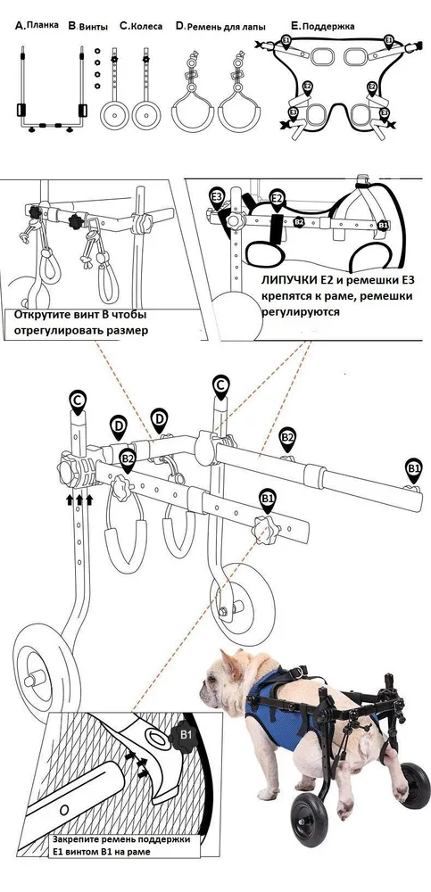 Инвалидная коляска для собак и кошек. Размер XS, вариант, фото 5