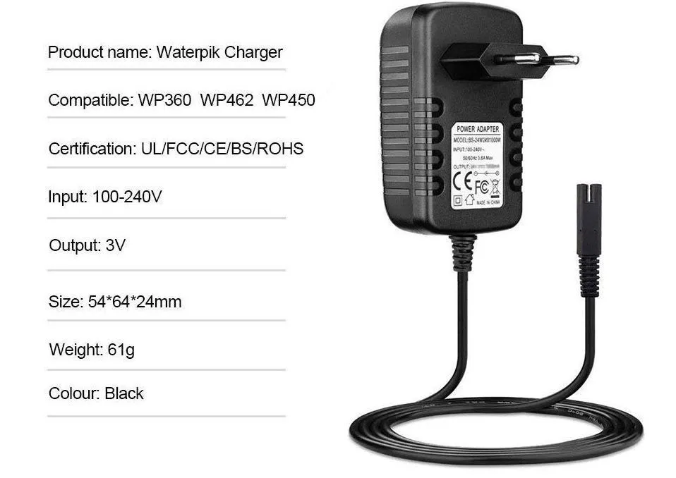 Зарядное устройство для ирригатора WaterPik WP360 WP360W WP462 WP462W WP450 WP450W WP450EC WP462EC, вариант, фото 5