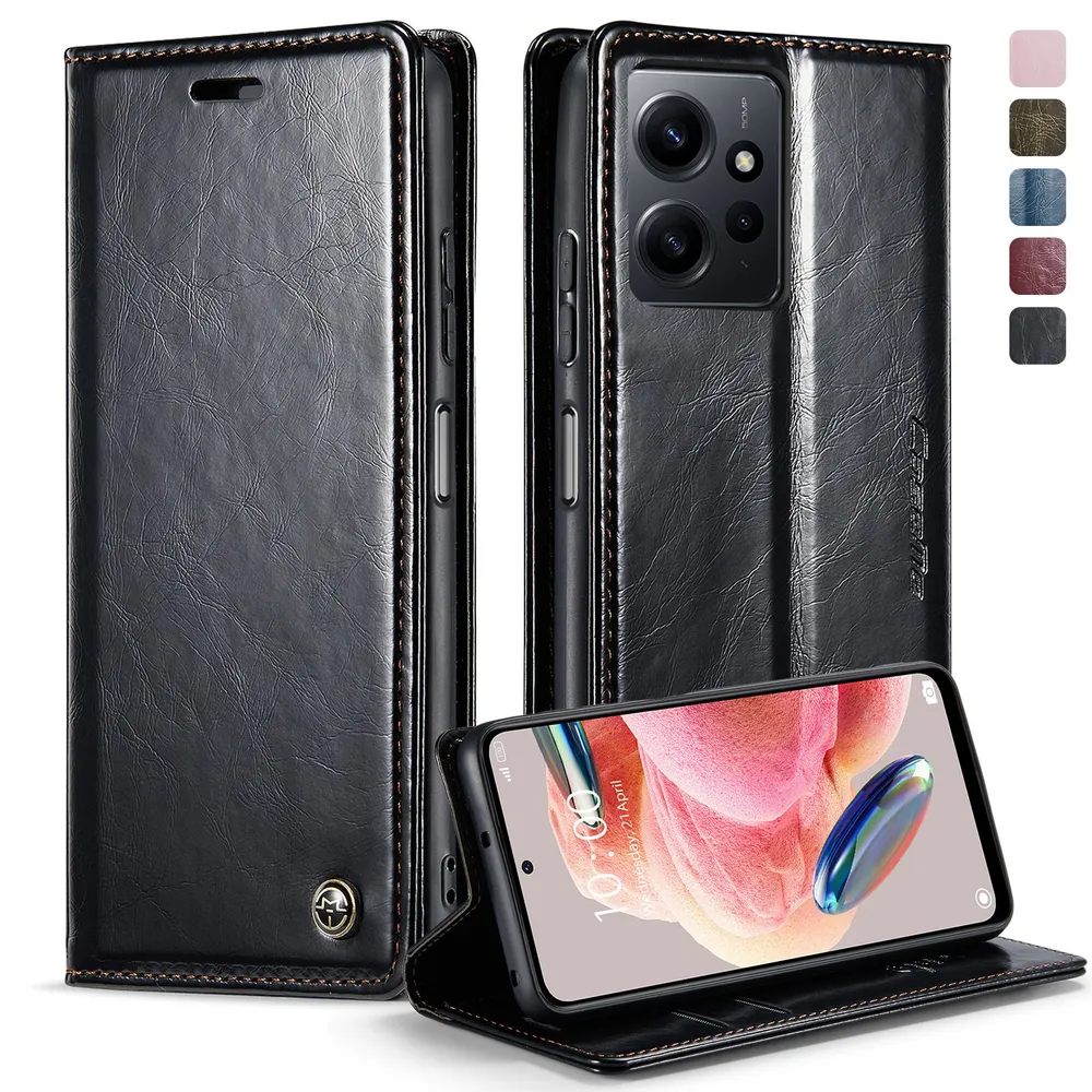 Caseme Кожаный книжка чехол для Xiaomi Redmi Note 12 4G / Note12 /Сяоми Редми Нот 12 4G с визитницей из экокожи, 4 г, 4 г