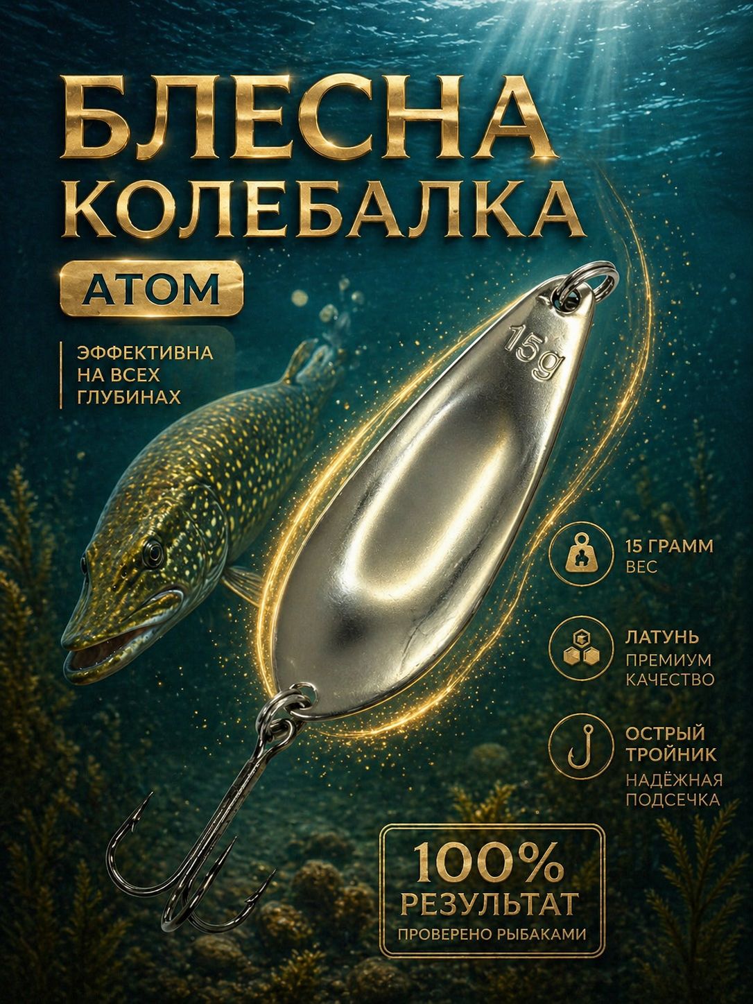 Блесна колебалка атом на щуку окуня судака