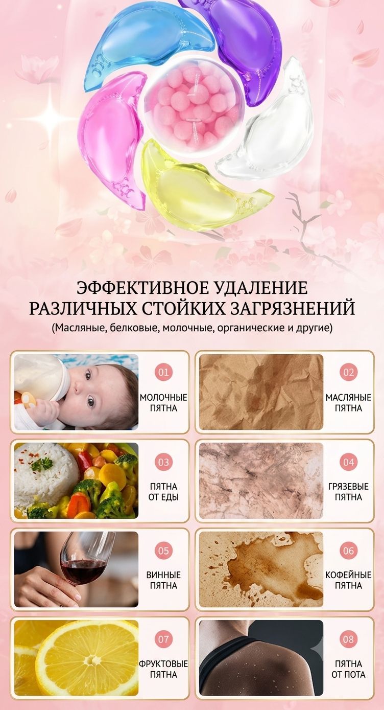 Капсулы для стирки 6 камер, 50 шт, лаванда, усиленная формула, шестикамерные, антибактериальные, гель и кондиционер — фото 5