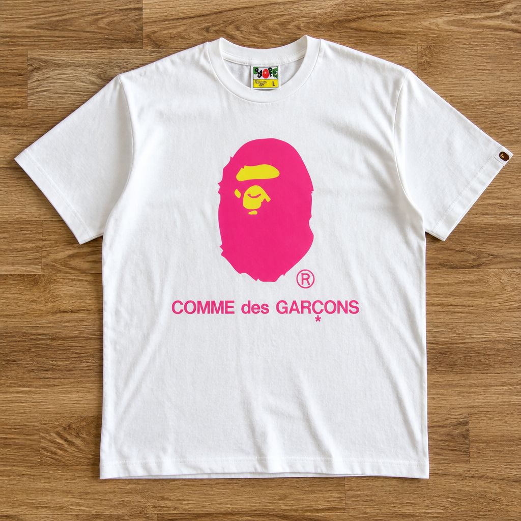 Футболка Bape cdg pink logo