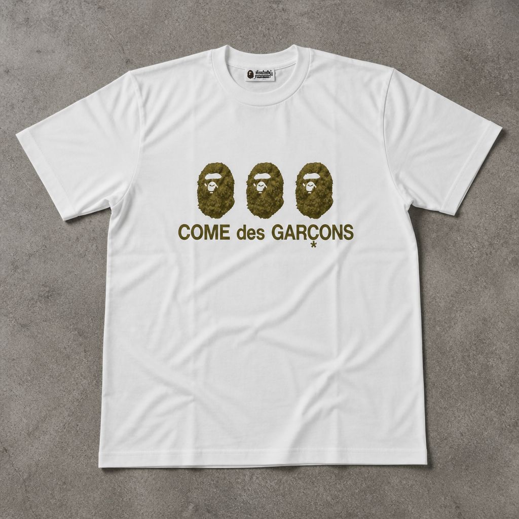 Футболка y2k Bape x CDG соцветия flat_lay
