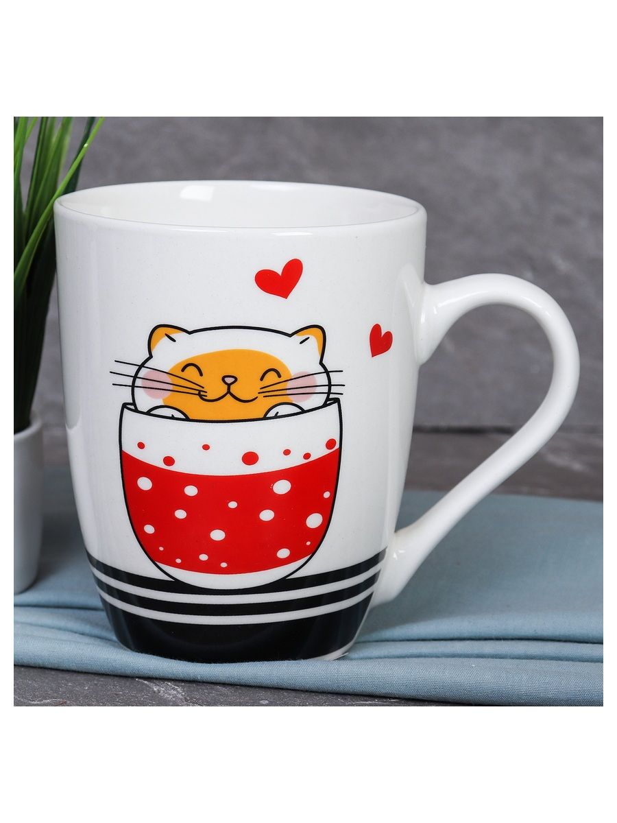 Кружка керамика Коты для чая и кофе, 400 мл — фото 3