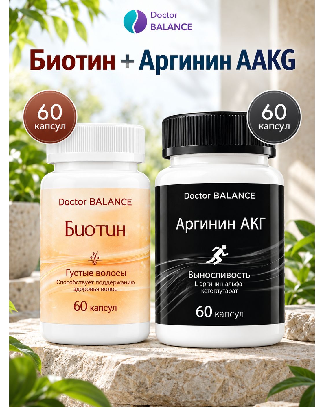 Набор Doctor Balance: Биотин 150 мкг 60 + Аргинин AAKG 60