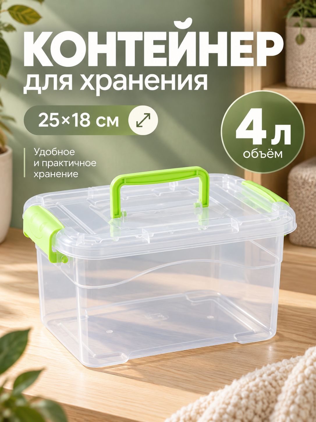 Контейнер для хранения, пластиковый с крышкой Дипломат , 25х17,5х13 см