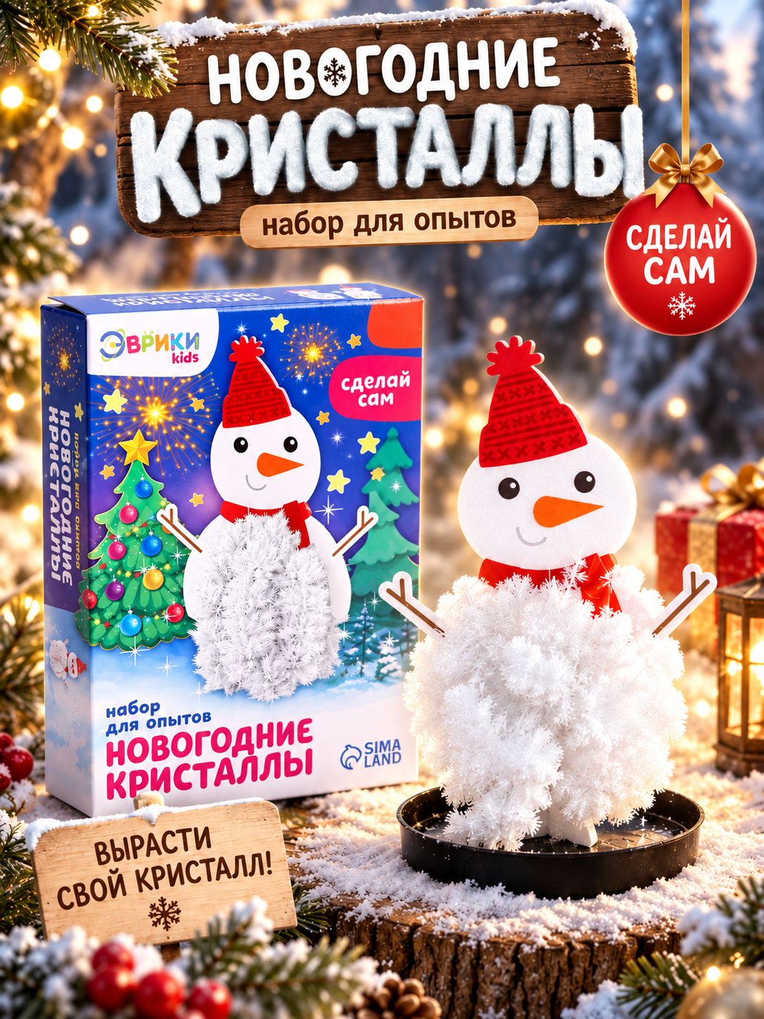 Выращивание кристаллов "Снеговичок" / Подарки на новый год 2027