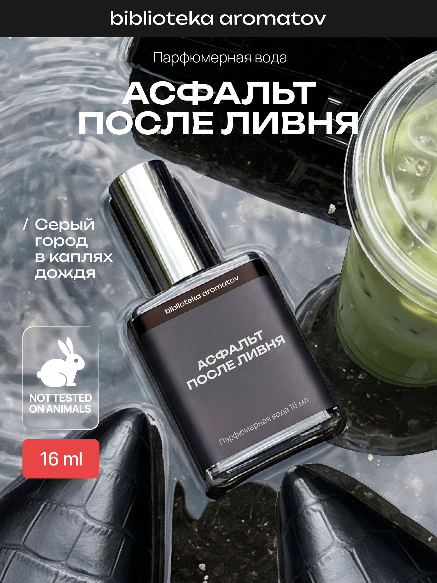 Парфюмерная вода женская и мужская "Асфальт после ливня" 16 мл, Библиотека ароматов