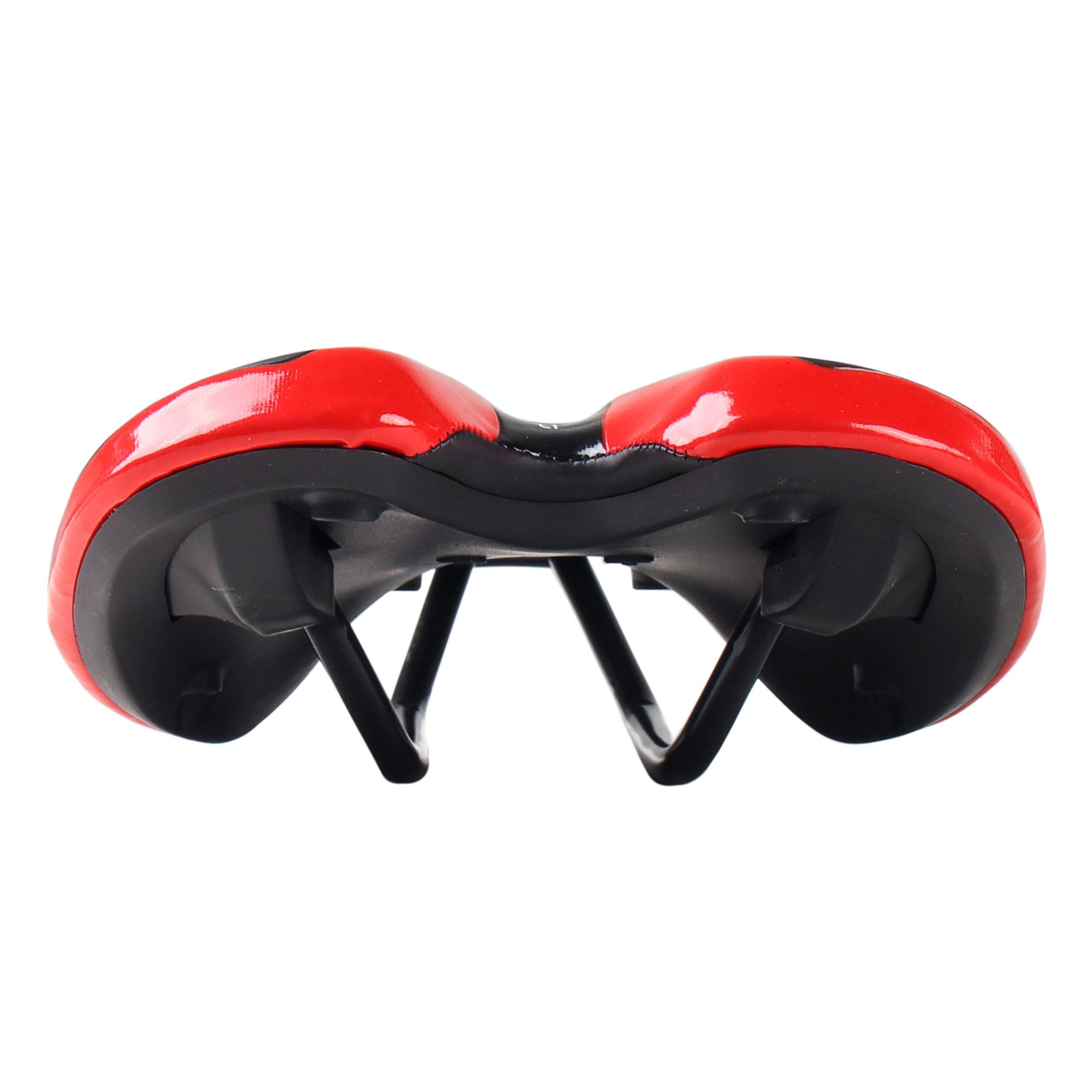 Седло велосипедное MTB COMIRON HINAULT M039R 250X155, верх: PU принтованный глянец, черное с красным Седло велосипедное MTB COMIRON HINAULT M039R 250X155, верх: PU принтованный глянец, черное с красным