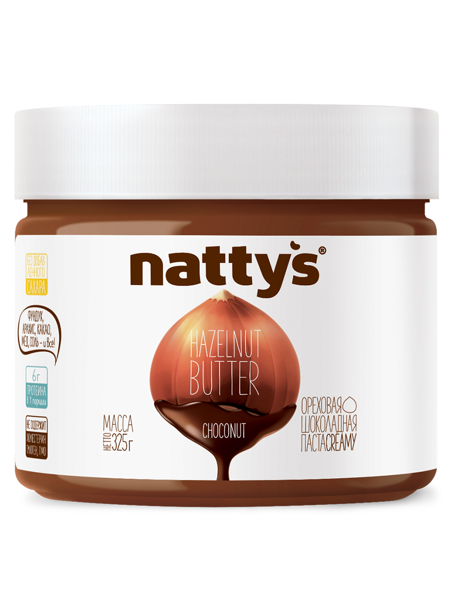 NattysШоколаднаяпастабезсахарасорехами,325г