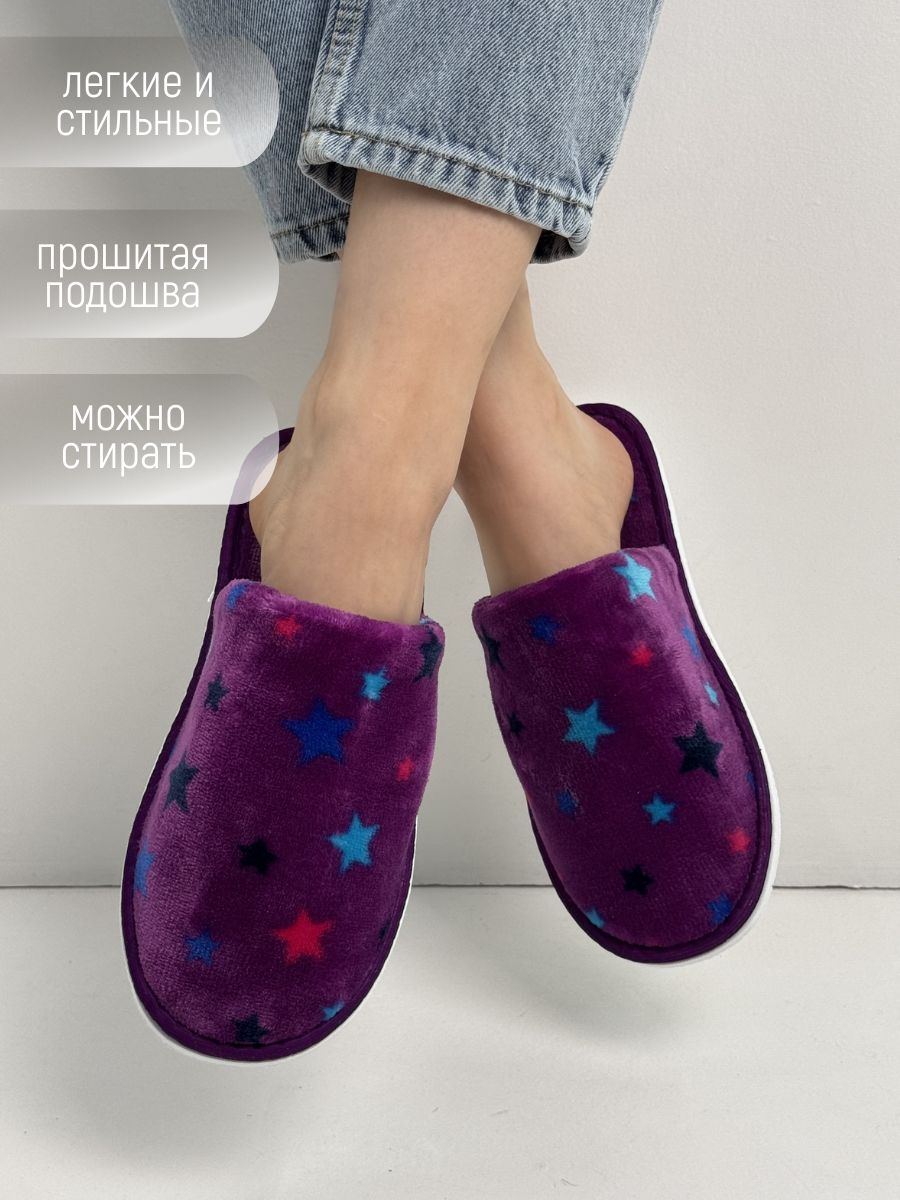 Moda Tap Тапочки Женский Tap Moda, размер 39 R (средняя) фиолетовый Закрытый нос ...
