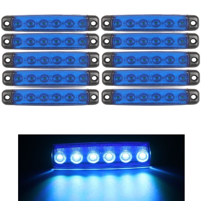 Фары автомобильные, Габаритные огни, 10 шт., арт. 6LED side light blue ...