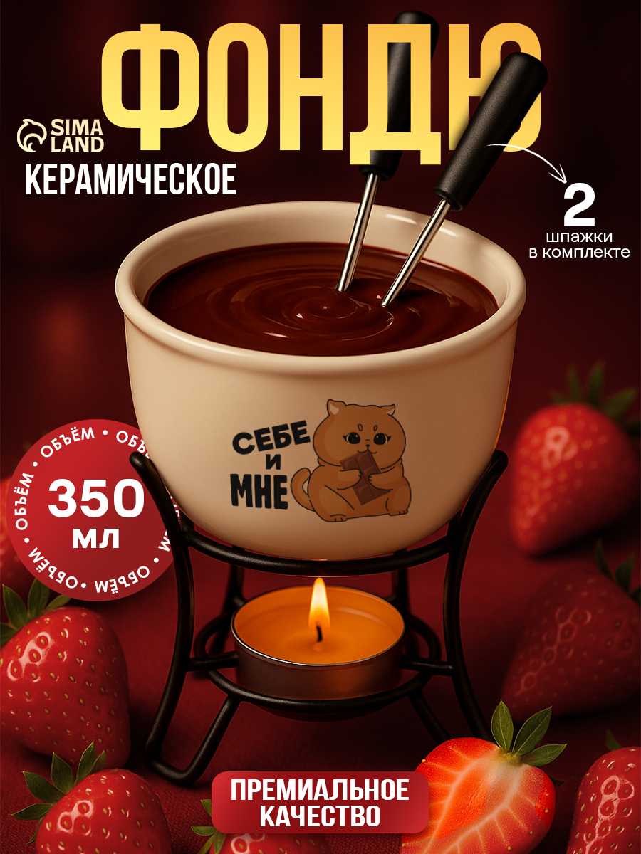 Набор для фондю, объем 350 мл, 2 шпажки
