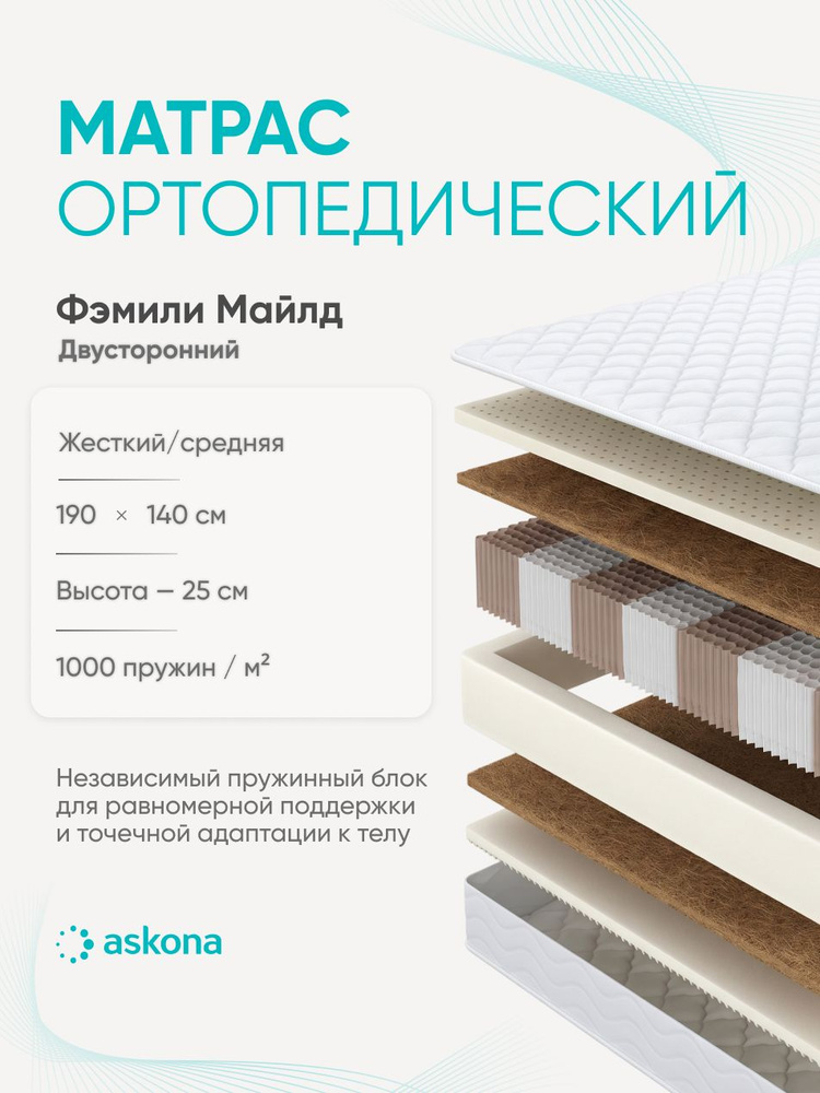 Матрас Askona / Аскона 140х190 Family Mild Ортопедический / Анатомический #1