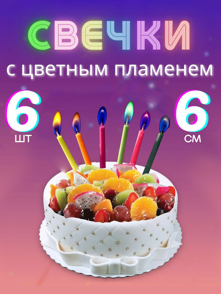 Свечи для торта. Свечи на торт с цветным пламенем - украшение для торта на день рождения, разноцветные #1