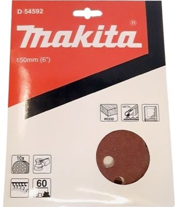 Диск шлифовальный 8 отв.коричневый D150 мм, A60, 10 шт. липучка Makita D-54592  #1