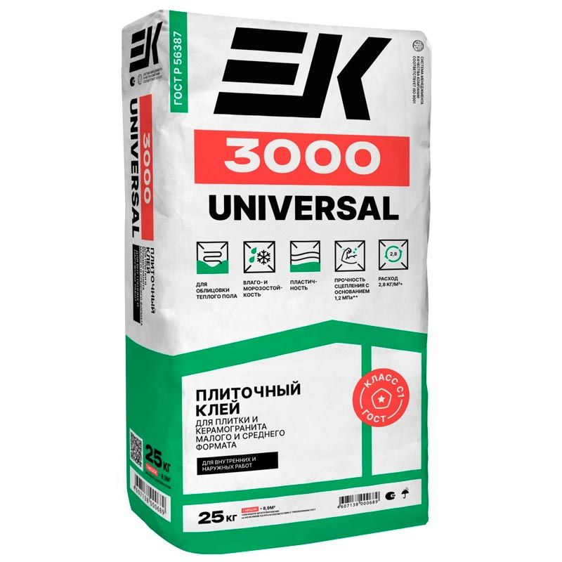Плиточный клей EK 3000 Universal C1 25 кг #1