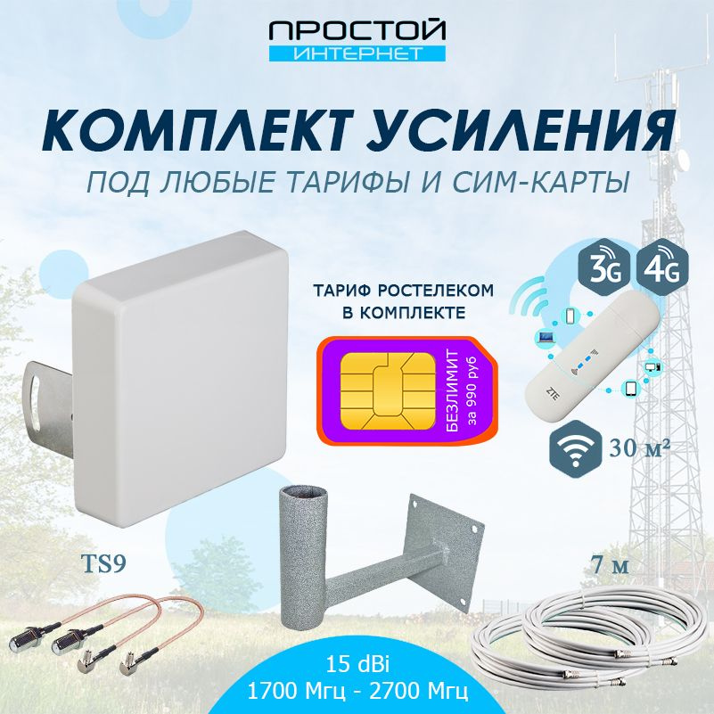 Комплект для усиления интернета на даче с антенной KROKS KAA15 MIMO и ...