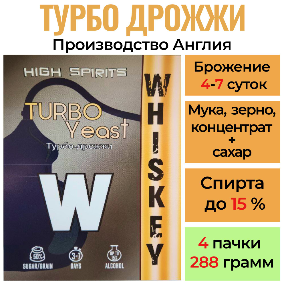 Вискарные турбо дрожжи для зерновых браг и самогона High Spirits ...