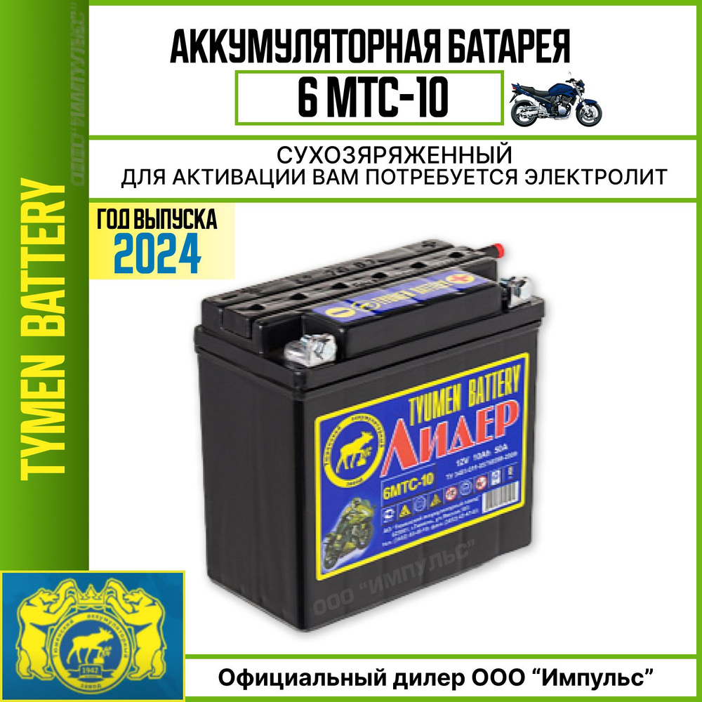 Аккумулятор для мототехники Tyumen Battery сухозаряженный_12 вольт_10  купить по выгодной цене в интернет-магазине OZON (911368368)