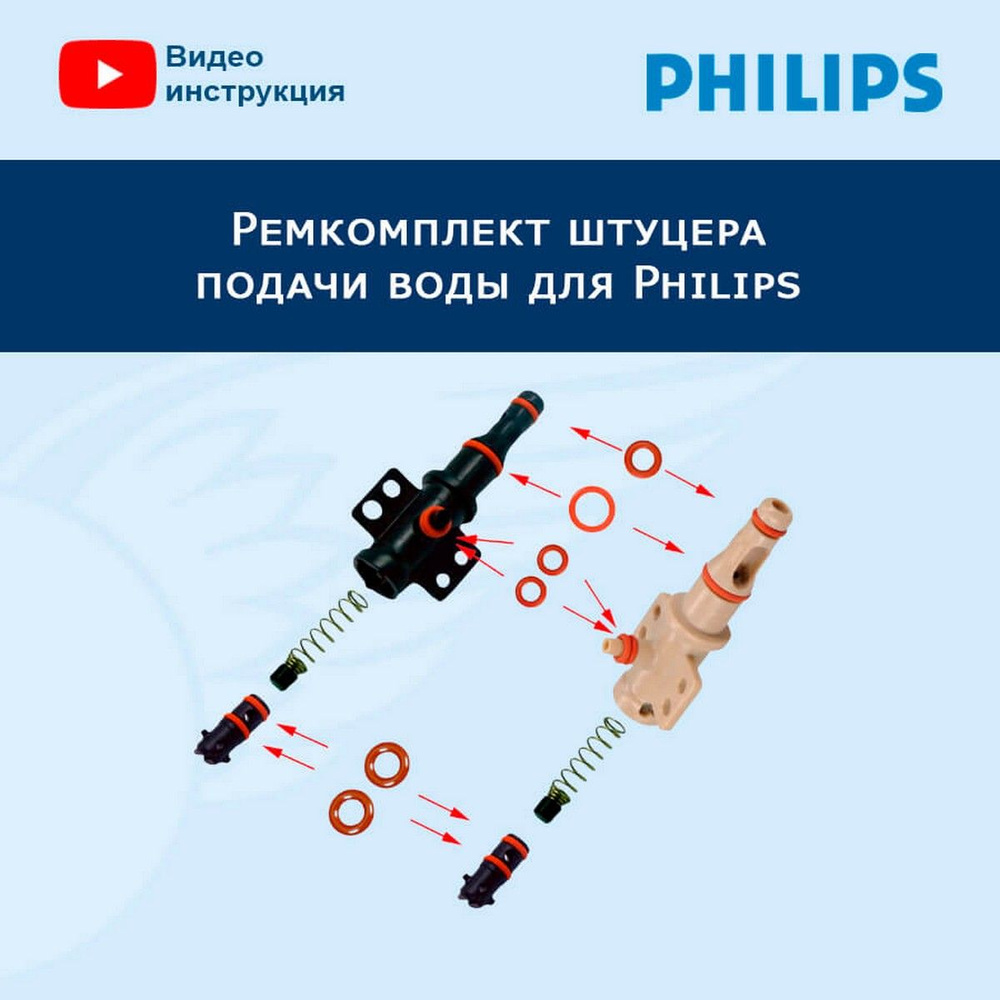 Ремкомплект уплотнительных колец на штуцер подачи воды для кофемашин Saeco  Philips, силикон, Италия