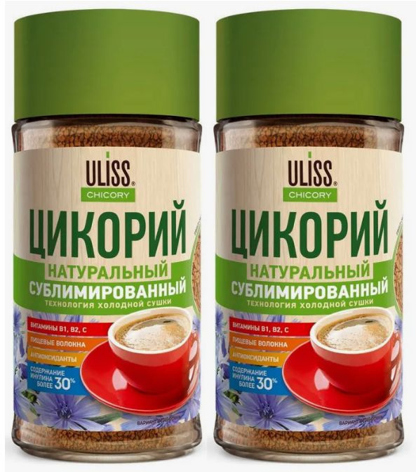 Цикорий натуральный сублимированный Uliss 85 гр в стеклянной банке - 2 штуки  #1