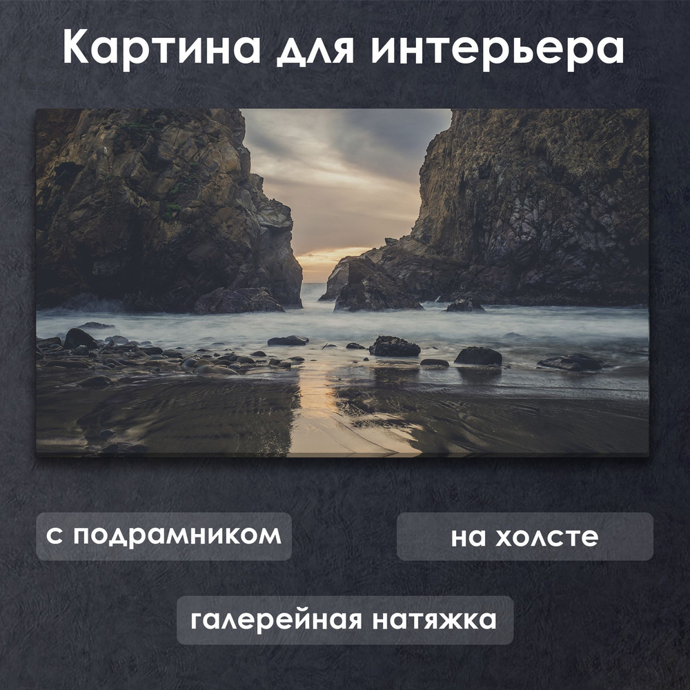 Картина для интерьера с подрамником на холсте на стену Скалы у моря #1