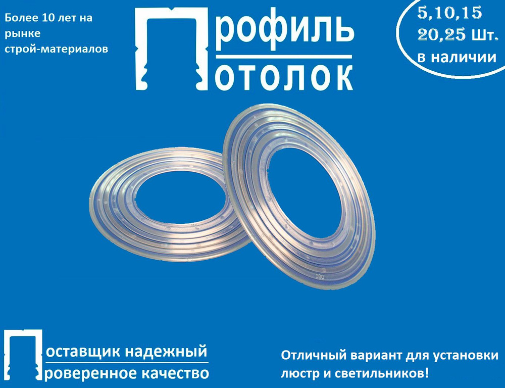 Термо-кольцо протекторное, прозрачное для натяжного потолка, диаметр .