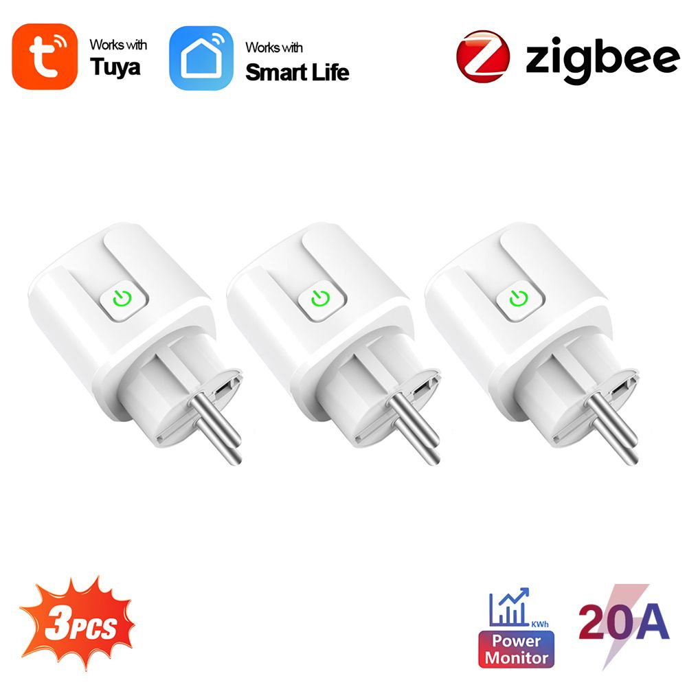 20A Zigbee Tuya Умные розетки Европейский штепсель Энергетический ...