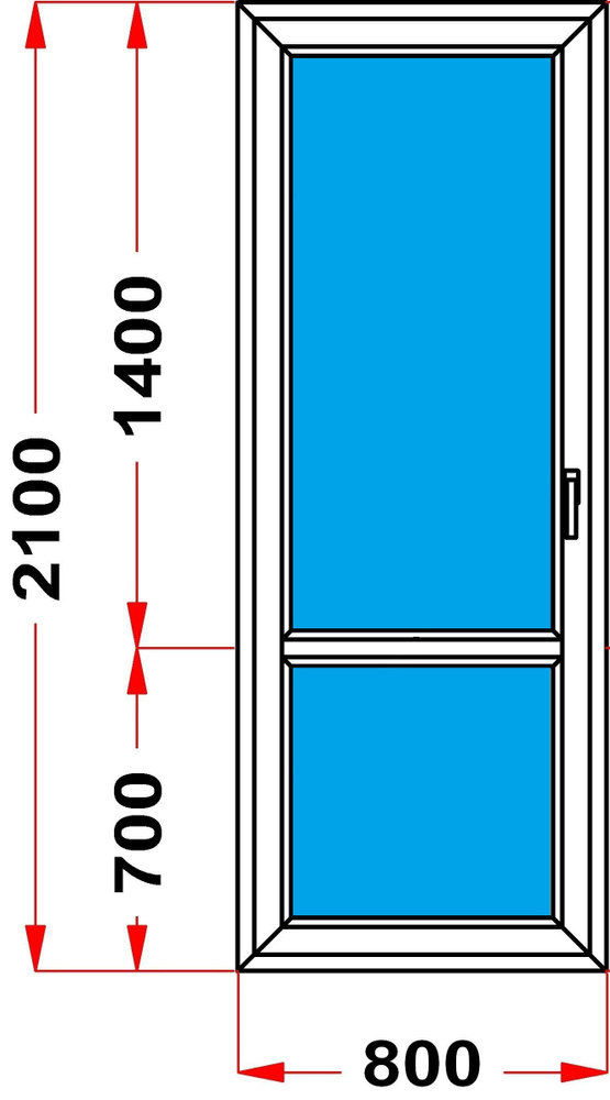 Балконная дверь 60 мм (2100 x 800) 54, с поворотной створкой, стеклопакет 2 стекла, левое открывание #1