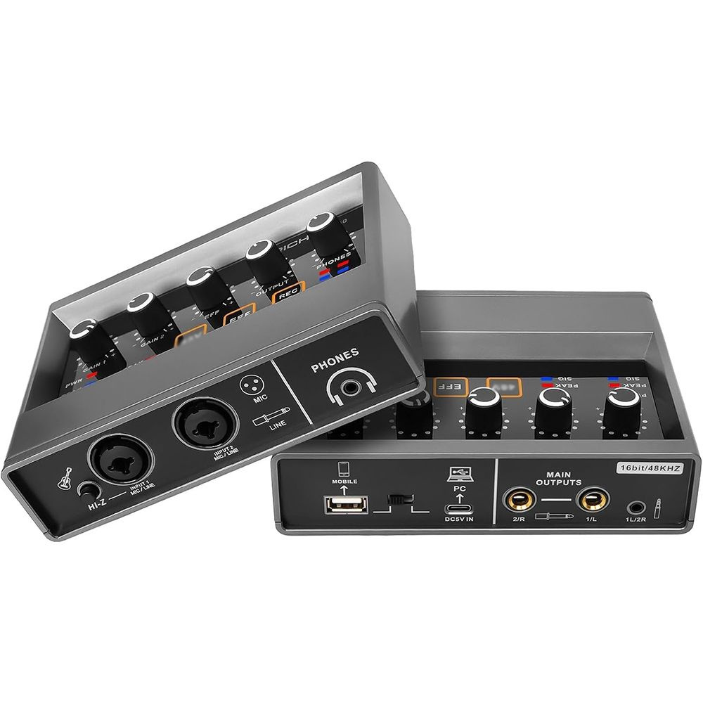 Профессиональный аудиоинтерфейс записи 2x2, фантомное питание 48 В, USB ...