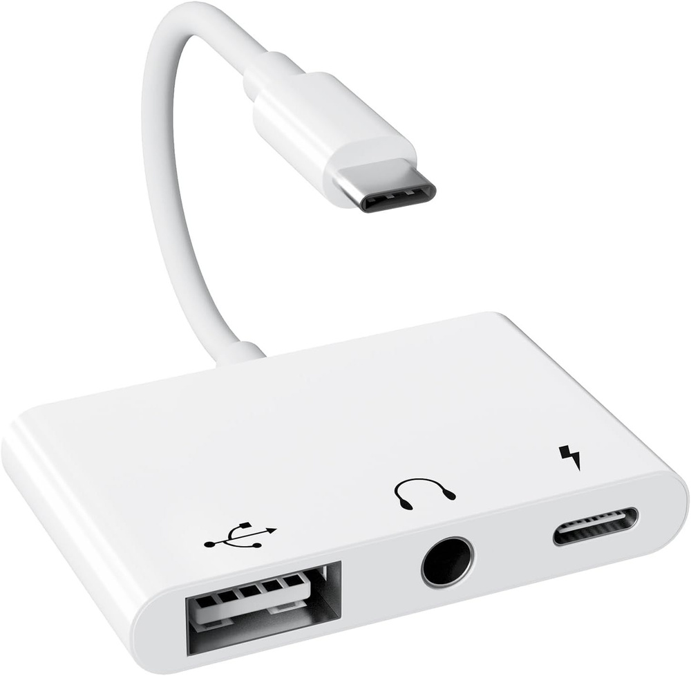 Адаптер USB C USB, адаптер OTG 3 в 1 USB C USB с аудиоразъемом для ...