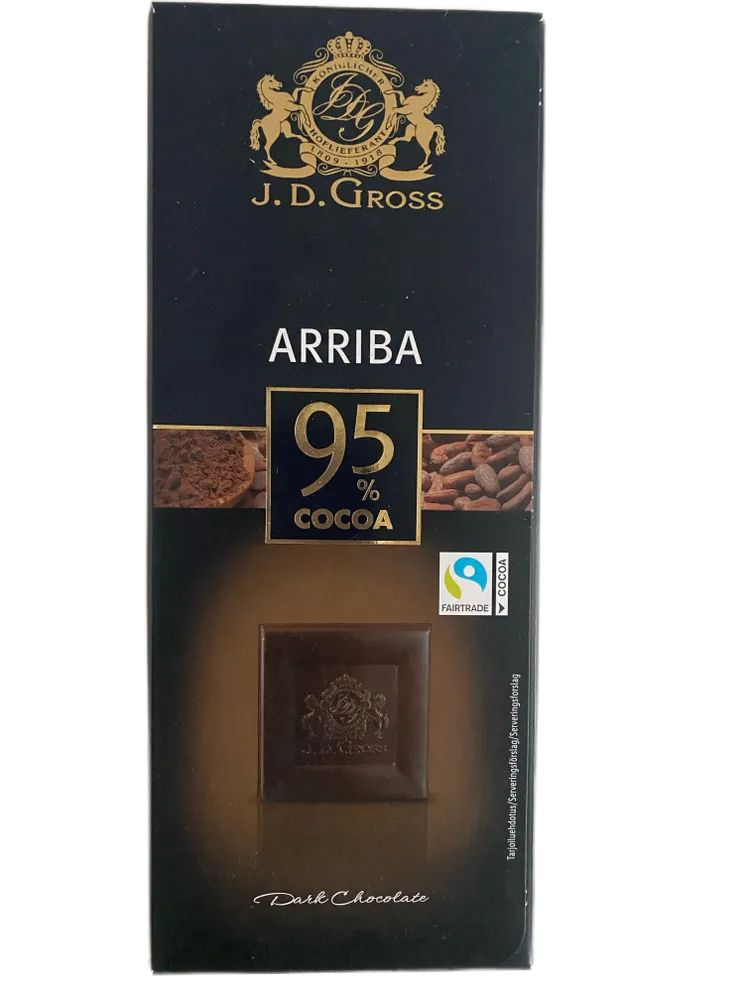 Темный шоколад, J. D. Gross ARRIBA Dark Chocolate, содержание какао 95%, 125гр. Германия  #1