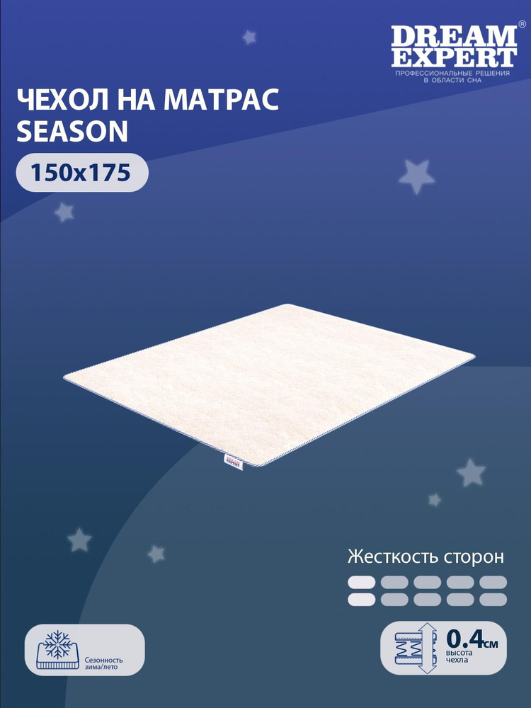 Чехол для матраса защитный сезонный DreamExpert Season 150x175 на резинках по углам, Овечья шерсть, высотой #1