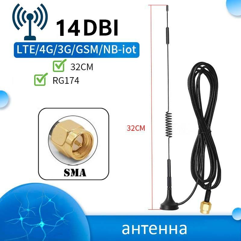 Антенна для модема/роутера с разъёмом TS9, 3G/4G, штыревая 3 дБи - 2 шт. купить в GIMART